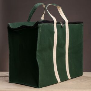 Reusable Canvas Grocery & Office Storage Bag with Zip & Reinforced Handles (XL Round Zip – 11×14×20)